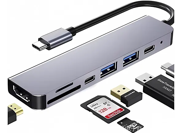 Adaptador Hub 7 em 1 Tipo C USB 3.0