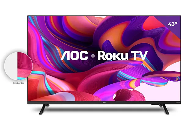 AOC Smart TV LED 43 Full HD, Design sem bordas