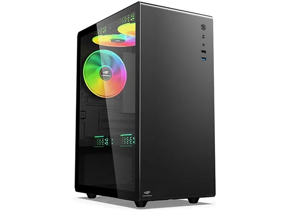 C3Tech Gabinete MT-G200BK Gamer Preto com 3 ventiladores, Iluminação por LED