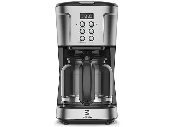 Cafeteira Elétrica Electrolux inox filtro permanente removivel capacidade 1,5L 38 xicaras função timer painel digital desligamento automatico ECM30 127v, cor aço escovado