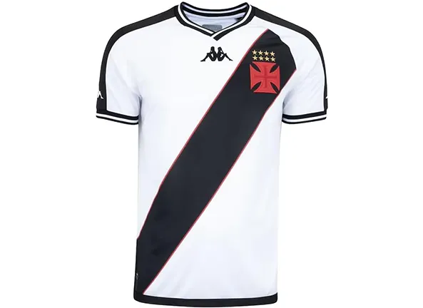 Camisa Vasco Oficial Jogo 2 Kappa 2024 (BR, Alfa, P, Regular, Branco)