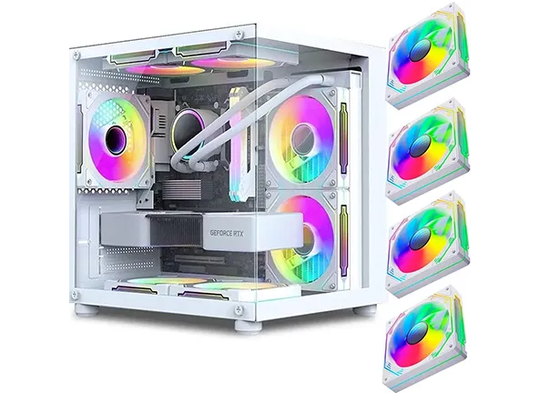 Gabinete Gamer Aquário em Vidro Com 4 Fans RGB