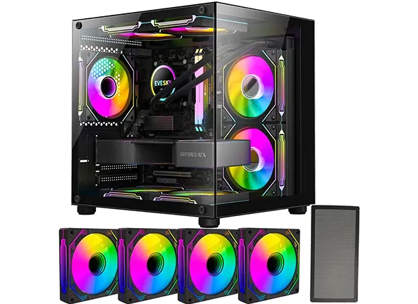 Gabinete Gamer Aquário em Vidro Com 4 Ventoinhas RGB