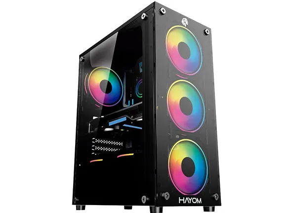 Gabinete Gamer Hayom, 4 Fans rgb, Lateral e Frontal