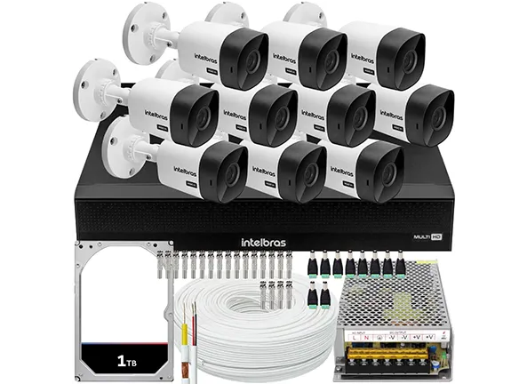 Kit Cftv 10 Câmeras Intelbras 1120b Dvr 16 Canais 1016 1tera