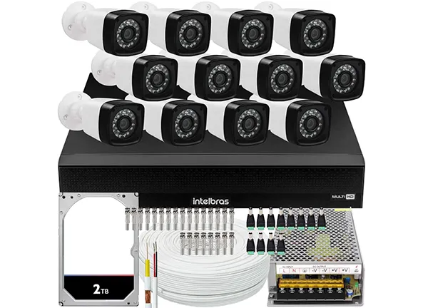 Kit Cftv 12 Câmeras Segurança Full Hd 1080 Dvr Intelbras 2TB