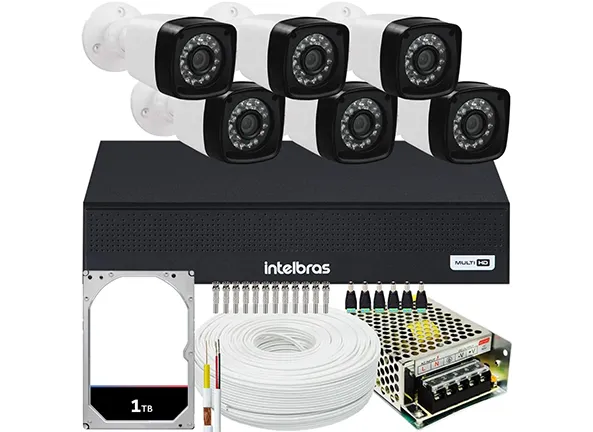 Kit Cftv 6 Câmeras Segurança Full Hd 1080p Dvr Intelbras 1TB