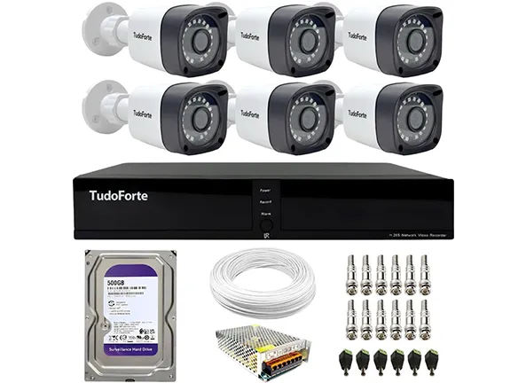 Kit CFTV 6 Câmeras Segurança Full HD DVR 8 Canais Com HD Completo