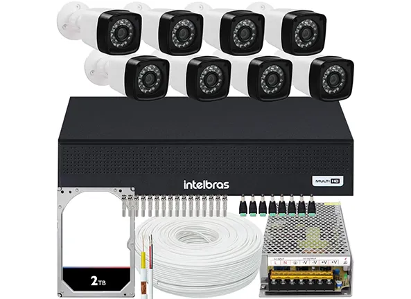 Kit Cftv 8 Câmeras Segurança Full Hd 1080p Dvr Intelbras 2TB