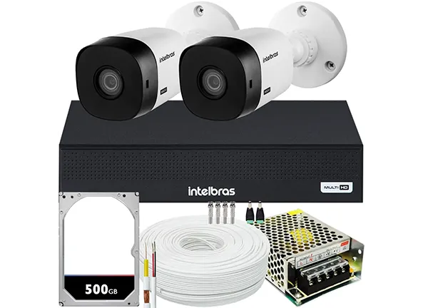 Kit Cftv Intelbras 2 Câmeras vhl 1220 Full 1080p MHDX 3004-C