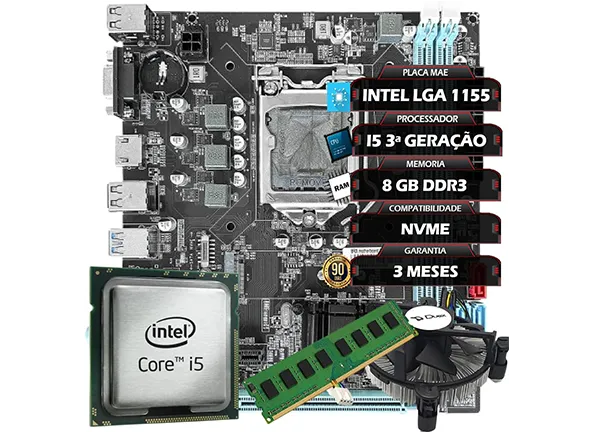 Kit Upgrade - Intel Core i5 + Placa Mãe Lga 1155 + 8GB Ram DDR3 + Cooler + Pasta Térmica