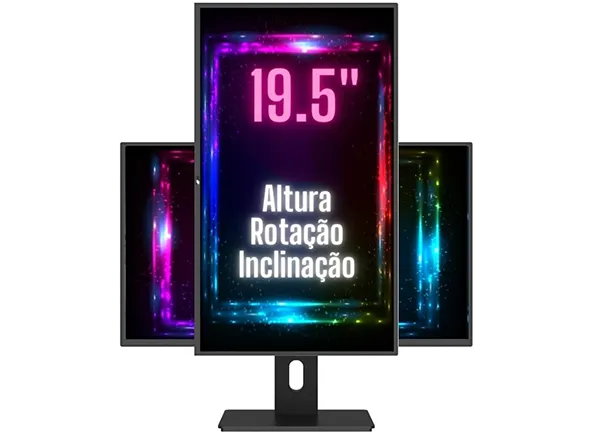 Monitor LED Ergonômico Ajuste altura, rotação e inclinação