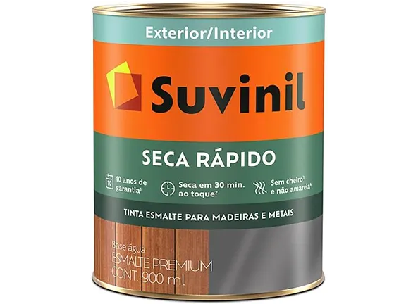 Tinta Suvinil para madeiras e metais esmalte brilhante seca rapido 0,9L - Branco