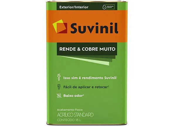 Tinta Acrílica Suvinil Rende e Cobre Muito Standard 18L Branco